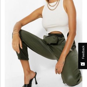 Boohoo faux leather joggers